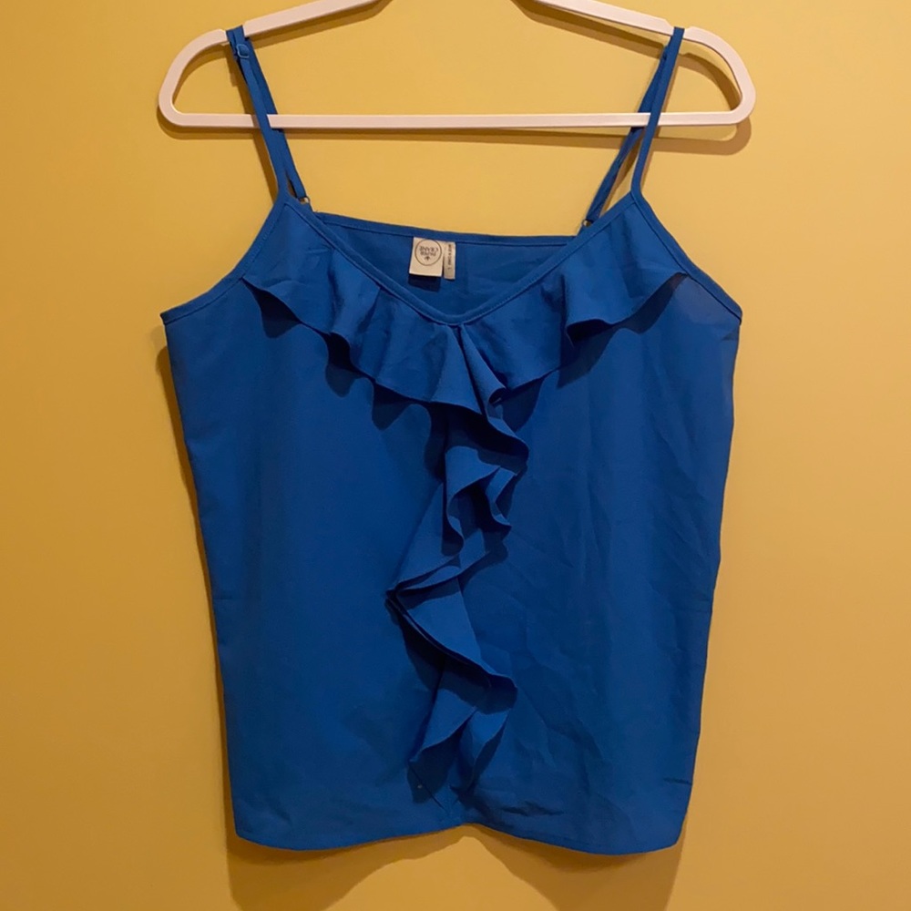 Blue Ruffle Tank